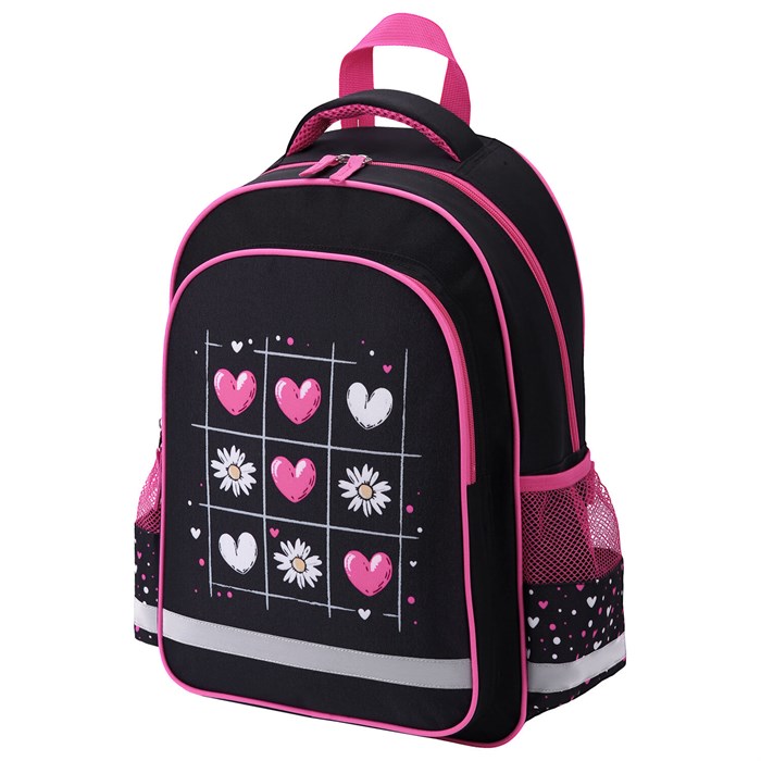 Рюкзак ПИФАГОР SCHOOL, 1 отделение, 3 кармана, "Tic-tac-love", 38x28х14 см, 274438 274438