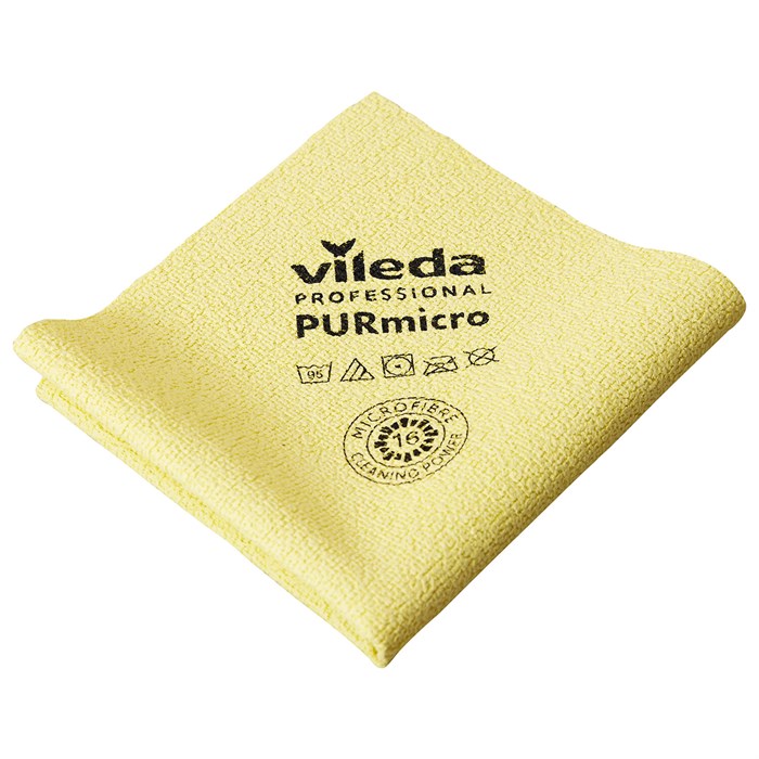 Салфетки VILEDA PROFESSIONAL "ПУРмикро Актив" КОМПЛЕКТ 5 шт., супервпитывание, микроволокно, желтый, 38х35 см, 174072 703613