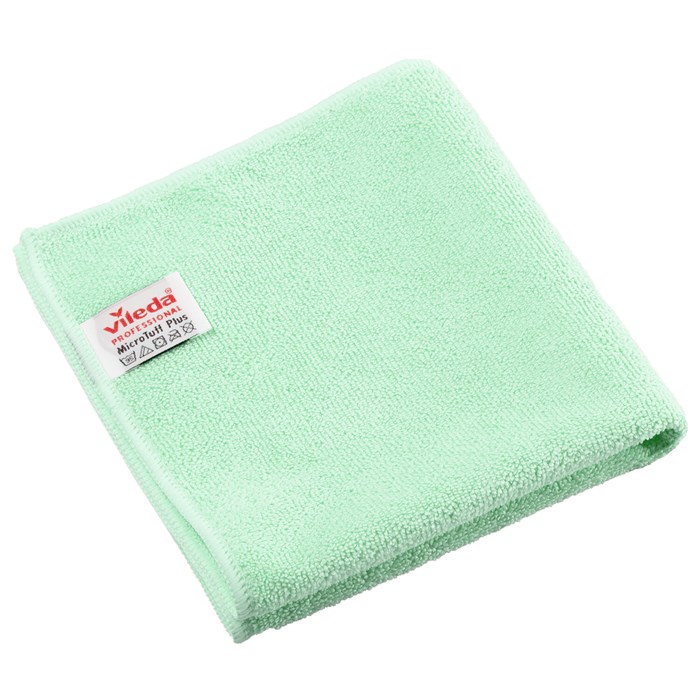 Салфетки VILEDA PROFESSIONAL "МикроТафф Плюс" КОМПЛЕКТ 5 шт., микрофибра, зеленый, 38х38 см, 174203 703617