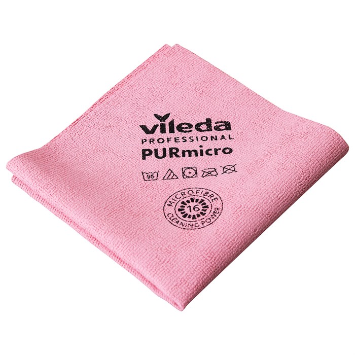 Салфетки VILEDA PROFESSIONAL "ПУРмикро Актив", КОМПЛЕКТ 5 шт., супервпитывание, микроволокно, красный, 38х35 см, 174048 703612