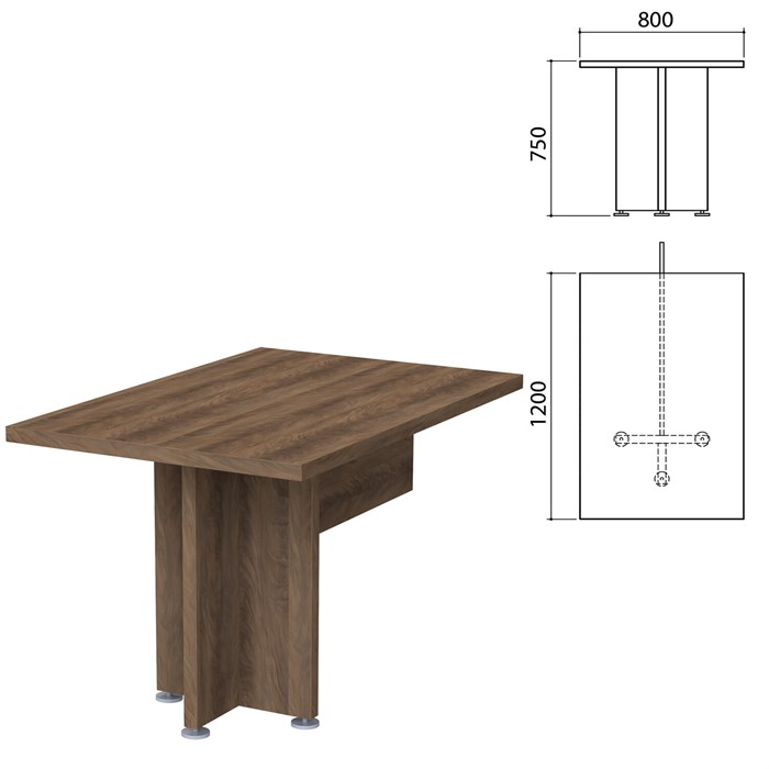 Стол приставной Приоритет, 800х1200х750 мм, лагос (КОМПЛЕКТ) 980361 - фото 56144