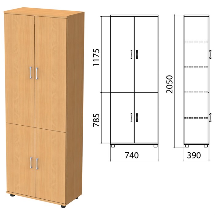 Шкаф закрытый Монолит, 740х390х2050 мм, цвет бук бавария (КОМПЛЕКТ) 980087 - фото 56305