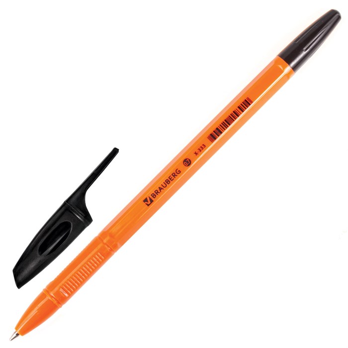 Ручка шариковая BRAUBERG "X-333 Orange", корпус оранжевый, узел 0,7 мм, линия письма 0,35 мм 142409 - фото 98161