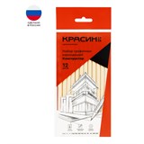 Набор карандашей ч/г Красин "Конструктор" 12шт., 2Т (2Н), Т (Н)-2, ТМ (НВ)-4, М (В)-3, 2М (2В)-2, шестигран., заточен., ПП пакет, европодвес O346233