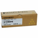 Картридж лазерный RICOH (SP C360HE) для Ricoh SP C360SFNw/C361SFNw, желтый, оригинальный, ресурс 6000 страниц, 408187 363584