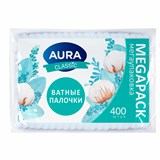 Ватные палочки КОМПЛЕКТ 400 шт., AURA CLASSIC, пакет, 14853 117609