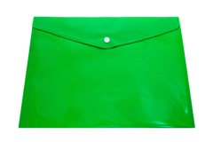 Папка-конверт с кнопкой,  А4, , зеленая, 0,15 мм