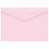 Папка-конверт с кнопкой,  А4, , прозрачная, розовая, 0,15 мм