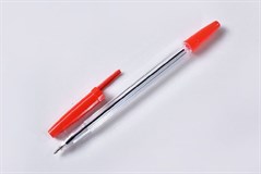 Ручка шариковая  красная корпус прозрачный узел 1 мм