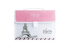 Папка-портфель А4 с ручкой, Париж, розовый,