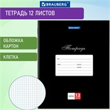Тетрадь 12 л. BRAUBERG КЛАССИКА, клетка, обложка картон, ЧЕРНАЯ, 106648 106648