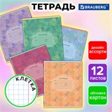 Тетрадь 12 л. BRAUBERG клетка, обложка картон, ПАТТЕРН, 107267 107267