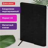 Ежедневник с магнитным клапаном недатированный, под кожу, А5, черный, BRAUBERG "Magnetic X", 113278 113278