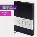 Ежедневник недатированный А5 138х213 мм BRAUBERG "FLAME", под кожу, 160 л., черный, черный срез, 113429 113429