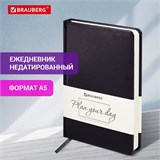 Ежедневник недатированный А5 (138х213 мм) BRAUBERG Imperial, под кожу, 160 л., черный, 113499 113499