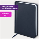 Ежедневник недатированный МАЛЫЙ ФОРМАТ А6 (100х150 мм) BRAUBERG "Select", балакрон, 160 л., темно-синий, 123481 123481