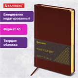 Ежедневник недатированный А5 138х213 мм BRAUBERG "Iguana" под кожу, 160 л., темно-коричневый, 125090 125090
