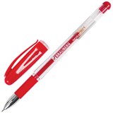 Ручка гелевая с грипом BRAUBERG "Geller", КРАСНАЯ, игольчатый узел 0,5 мм, линия письма 0,35 мм, 141181 141181