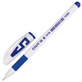 Ручка гелевая с грипом STAFF "Manager" GP-196, СИНЯЯ, корпус белый, игольчатый узел 0,5 мм, линия письма 0,35 мм, 142394 142394