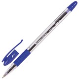 Ручка шариковая масляная с грипом BRAUBERG Glassy, СИНЯЯ, корпус прозрачный, узел 0,7 мм, линия письма 0,35 мм, 142698 142698