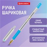 Ручка шариковая с грипом BRAUBERG "X-ONE", СИНЯЯ, корпус прозрачный, узел 0,5 мм, линия письма 0,35 мм, 143985 143985