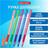 Ручка шариковая с грипом BRAUBERG i-STICK POINT NEON, СИНЯЯ, корпус ассорти, игольчатый узел 0,7 мм, линия письма 0,35 мм, 144022 144022
