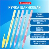 Ручка шариковая с грипом BRAUBERG i-STICK POINT PASTEL, СИНЯЯ, корпус ассорти, игольчатый узел 0,7 мм, линия письма 0,35 мм, 144023 144023