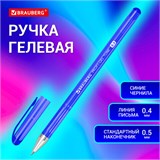 Ручка гелевая BRAUBERG "Profi-Gel TONE", СИНЯЯ, линия письма 0,4 мм, стандартный наконечник 0,5 мм, тонированный корпус, 144128 144128