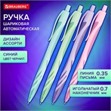 Ручка шариковая автоматическая BRAUBERG ULTRA COLOR PASTEL, soft-touch, СИНЯЯ, пишущий узел 0,7 мм, линия 0,35 мм, 144204 144204