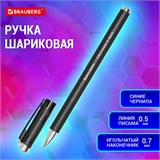 Ручка шариковая масляная BRAUBERG Techno-X 925, СИНЯЯ, корпус черный, серебристые детали, линия 0,5 мм, 144224 144224