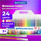 Фломастеры BRAUBERG "PREMIUM", 24 цвета, КЛАССИЧЕСКИЕ, вентилируемый колпачок, ПВХ-упаковка с европодвесом, 151936 151936