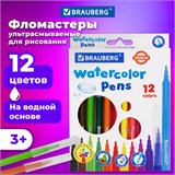 Фломастеры BRAUBERG PREMIUM, 12 цветов, УЛЬТРАСМЫВАЕМЫЕ, классические, вентилируемый колпачок, картонная коробка с европодвесом, 151938 151938