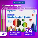 Фломастеры BRAUBERG PREMIUM, 24 цвета, УЛЬТРАСМЫВАЕМЫЕ, классические, вентилируемый колпачок, картонная коробка с европодвесом, 151940 151940