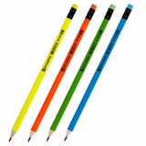 Карандаш чернографитный BRAUBERG, 1 шт., Neon, HB, трехгранный, с ластиком, корпус неоновый ассорти, 181298 181298