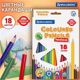 Карандаши цветные BRAUBERG PREMIUM, 18 цветов, трехгранные, грифель 3 мм, 181662 181662