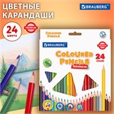 Карандаши цветные BRAUBERG PREMIUM, 24 цвета, трехгранные, грифель 3 мм, 181663 181663