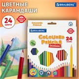 Карандаши цветные BRAUBERG PREMIUM, 24 цвета, шестигранные, грифель 3 мм, 181668 181668