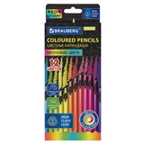 Карандаши цветные BRAUBERG NEON, 12 неоновых цветов, трехгранные, грифель 3 мм, черное дерево, 181852 181852