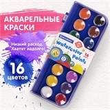 Краски акварельные BRAUBERG PREMIUM 16 цветов, круглые кюветы 23 мм, пенал, 191744 191744
