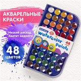 Краски акварельные BRAUBERG PREMIUM 48 цветов, круглые кюветы 23 мм, пенал, 191747 191747