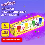 Краски пальчиковые для малышей от 1 года, классические цвета, 4 по 35 мл, ЮНЛАНДИЯ, 192568 192568