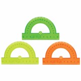 Транспортир пластик 10 см, 180 градусов, BRAUBERG, прозрачный, неоновый, ассорти, 210620 210620