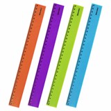 Линейка пластиковая 30 см BRAUBERG NEON, непрозрачная, ассорти, 210751 210751