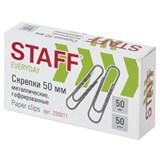 Скрепки большие 50 мм гофрированные 50 шт., STAFF EVERYDAY, металлические, РОССИЯ, 220011 220011