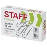Скрепки 28мм 100 шт. STAFF маленькие в карт.коробке 220012
