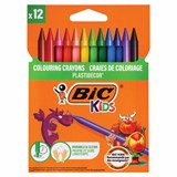 Мелки пластиковые BIC "Plastidecor", 12 цветов, ультрапрочные, круглые, картонная упаковка, подвес, 945764 222900