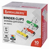 Зажимы-бульдоги для бумаг большие BRAUBERG, КОМПЛЕКТ 10 шт., 57 мм, на 90 листов, картонная коробка, 223514 223514