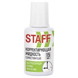 Корректирующая жидкость STAFF Basic, быстросохнущая, 15 мл, с кисточкой, 226055 226055