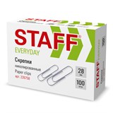 Скрепки STAFF EVERYDAY, 28 мм, никелированные, 100 шт., в картонной коробке, 226758 226758