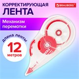 Корректирующая лента BRAUBERG, 5 мм х 12 м, корпус прозрачный, механизм перемотки, блистер, 226814 226814